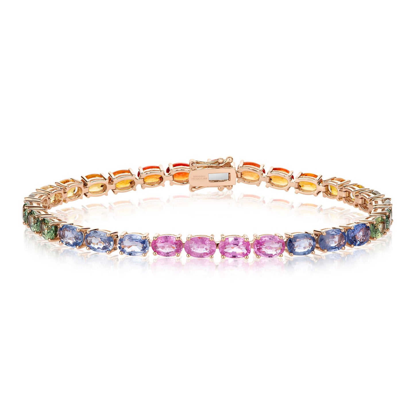 Sapphire Rainbow 17.05ct Tennis Bracelet | 18ct Rose Gold