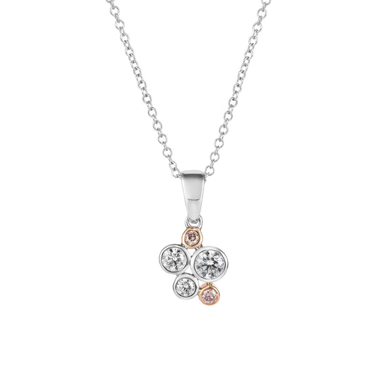 Pink & White Diamond Bezel Pendant