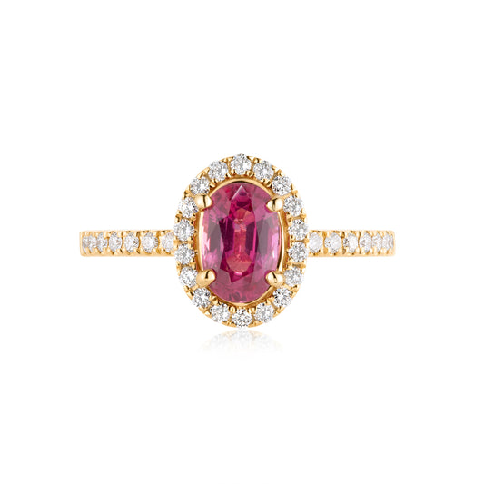 1.20ct Oval Ruby and Diamonds halo ring