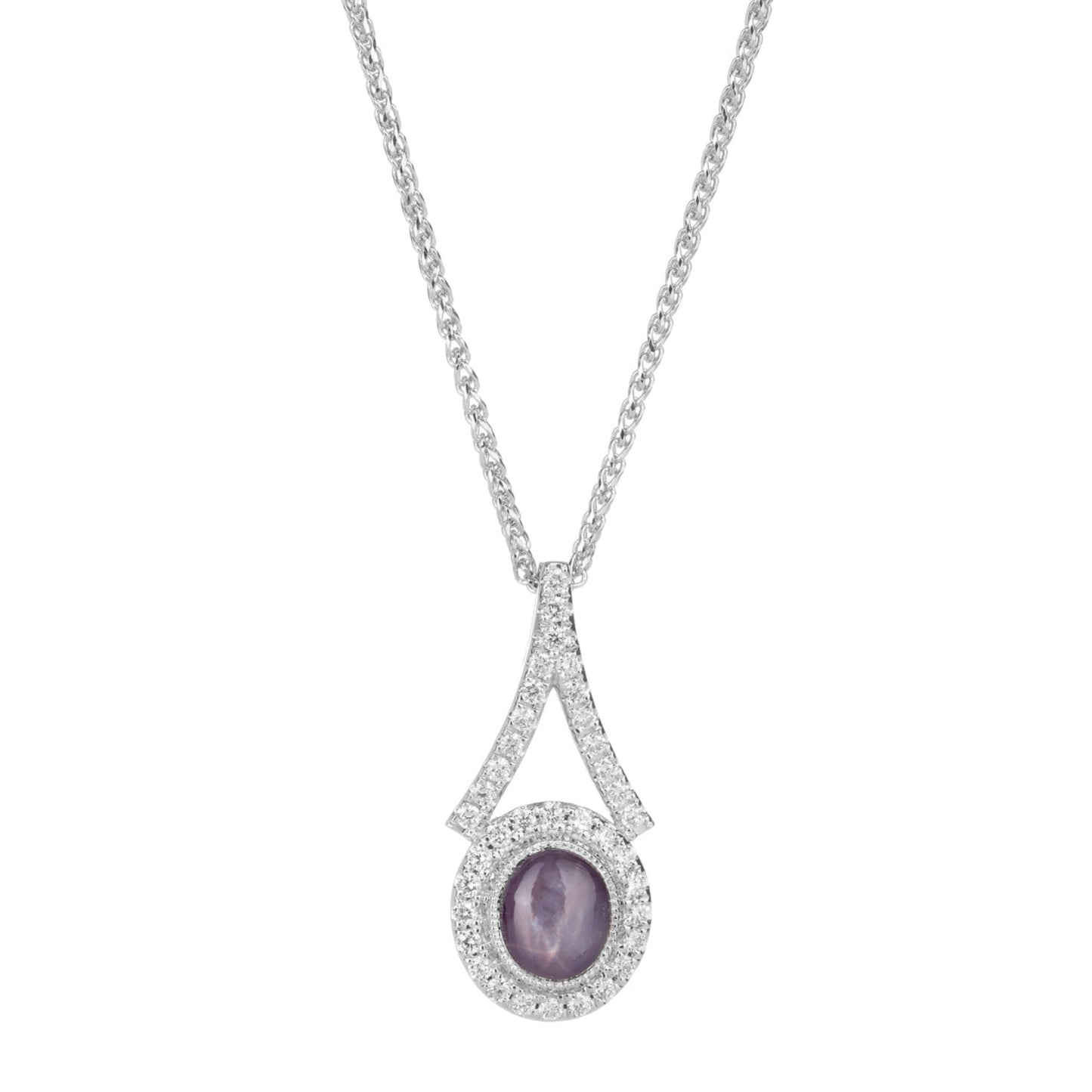 Purple Star Sapphire & Diamond Pendant