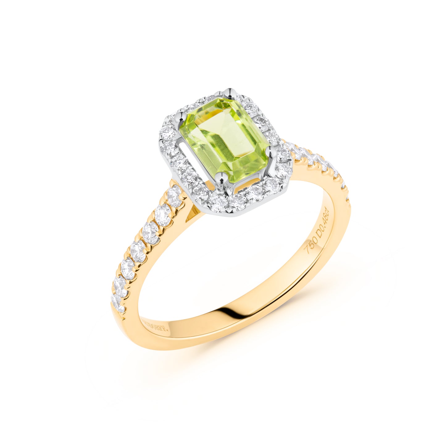 Halo Peridot & Diamond Ring