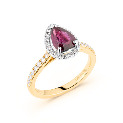 Pear Halo Ruby & Diamond Ring