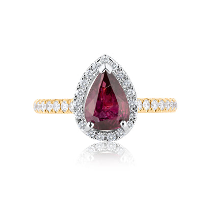 Pear Halo Ruby & Diamond Ring