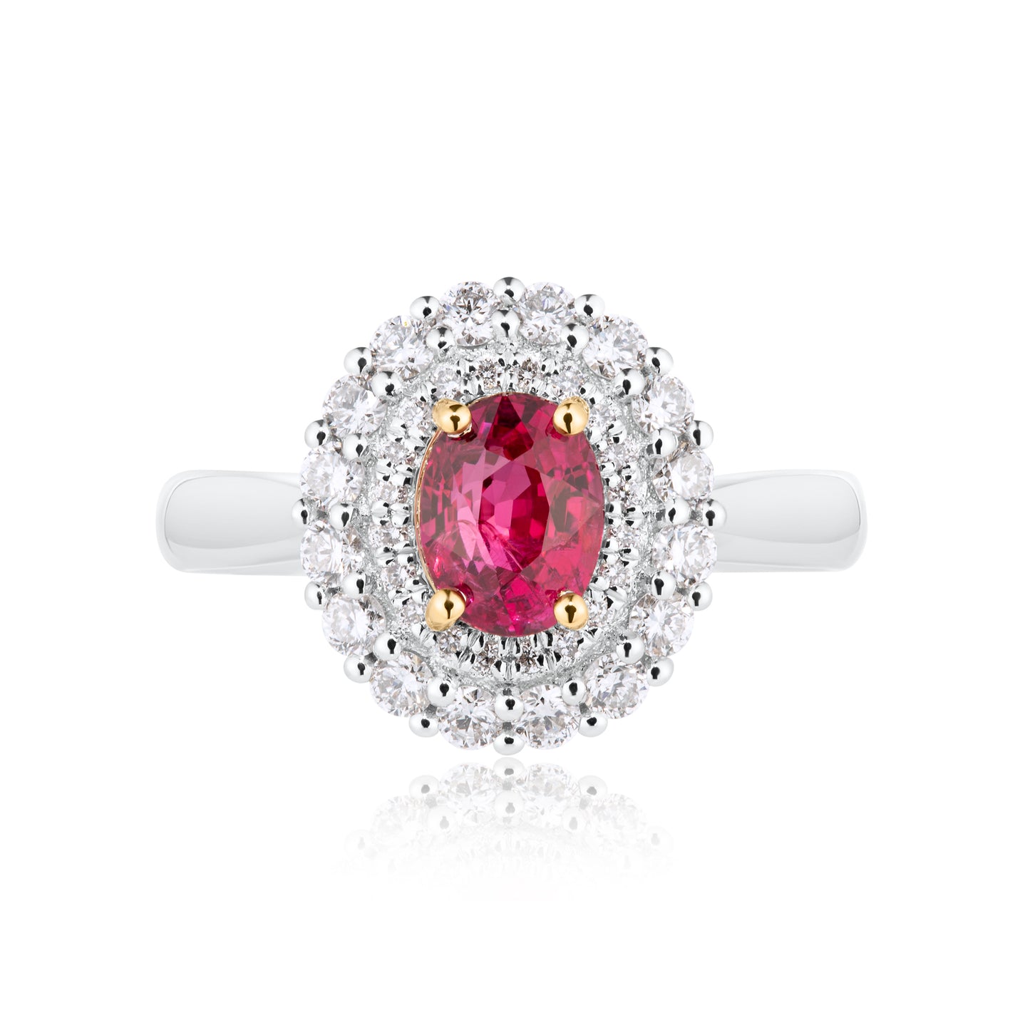 Ruby And Diamond Double Halo Ring