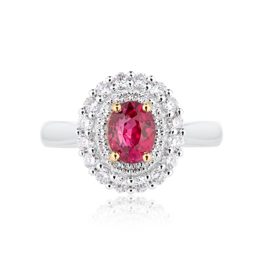 Ruby And Diamond Double Halo Ring