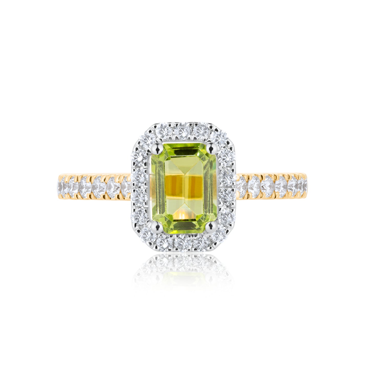 Halo Peridot & Diamond Ring