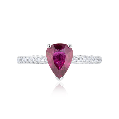 Pear Ruby & Diamond Ring