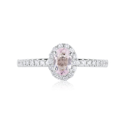 Halo Pink Sapphire & Diamond Ring