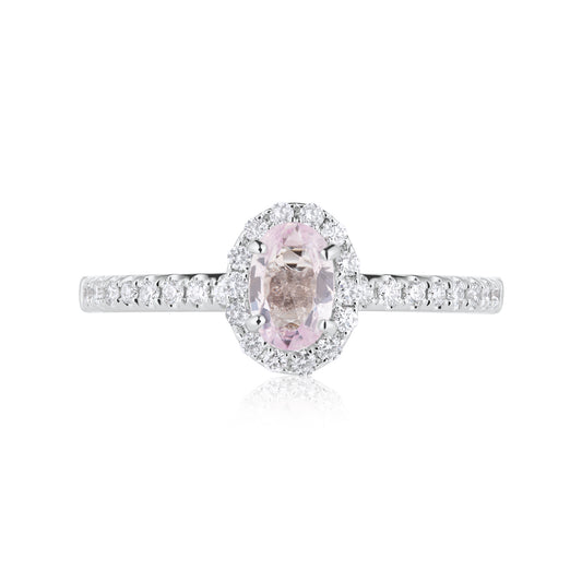 Halo Pink Sapphire & Diamond Ring