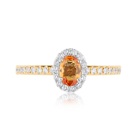 Halo Orange Sapphire & Diamond Ring