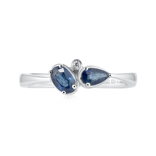 0.64ct Mixed Shape Blue Sapphire Ring