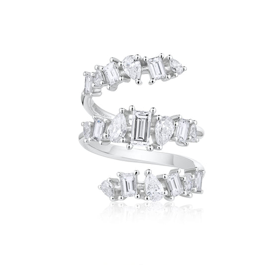 Triple Wrap Mixed Diamond Statement Ring