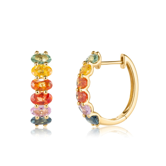 Rainbow Sapphire Hoops