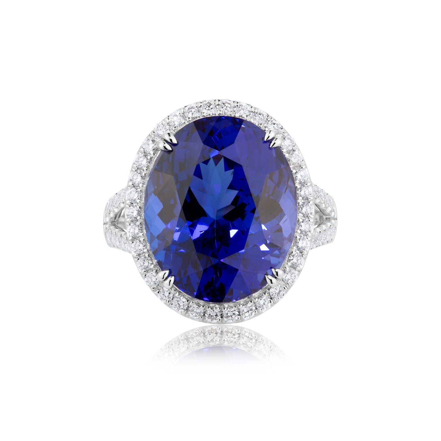 Halo Tanzanite & Diamond Ring