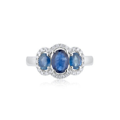 Sapphire & Diamond Halo Ring