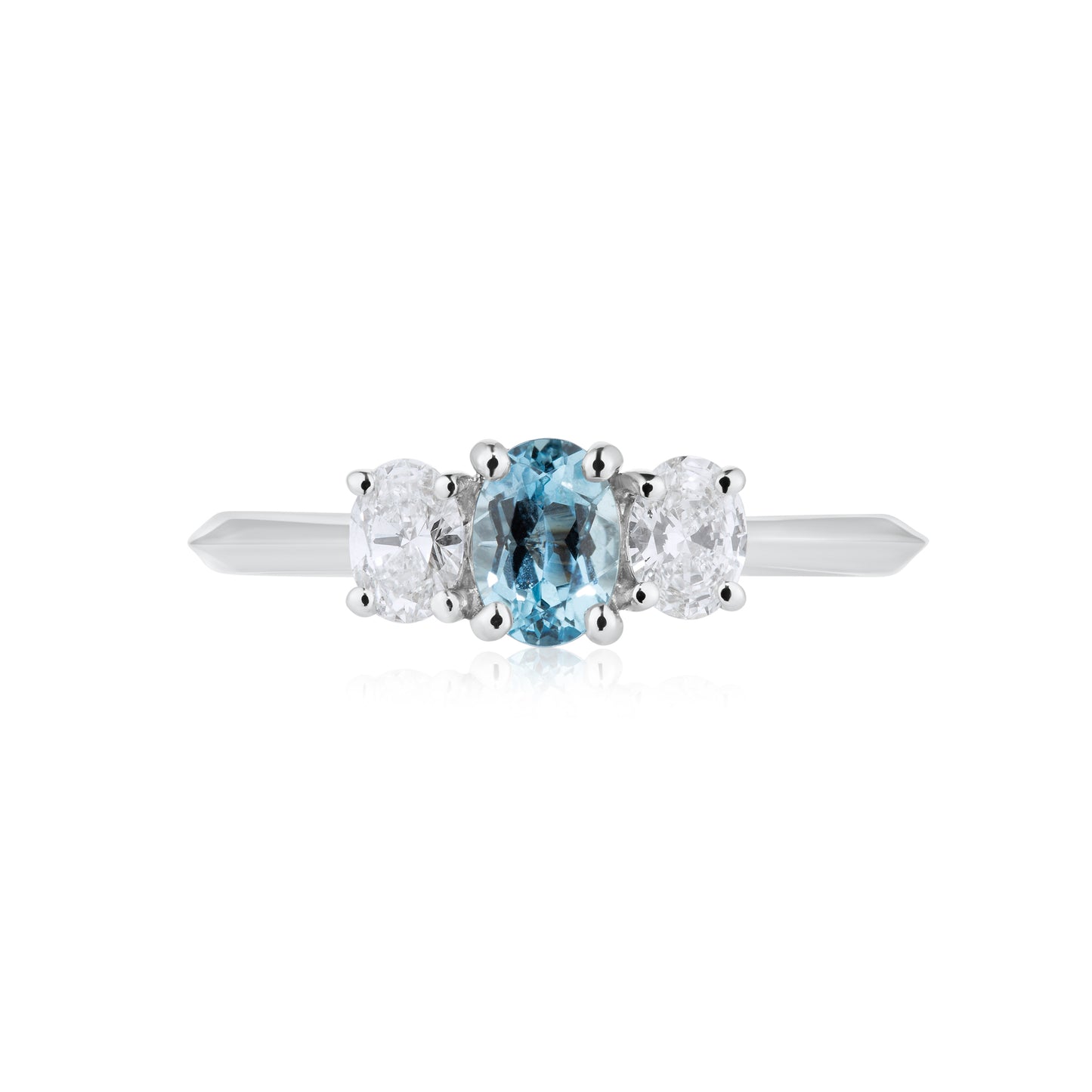 Oval Aquamarine & Diamond Trilogy Ring