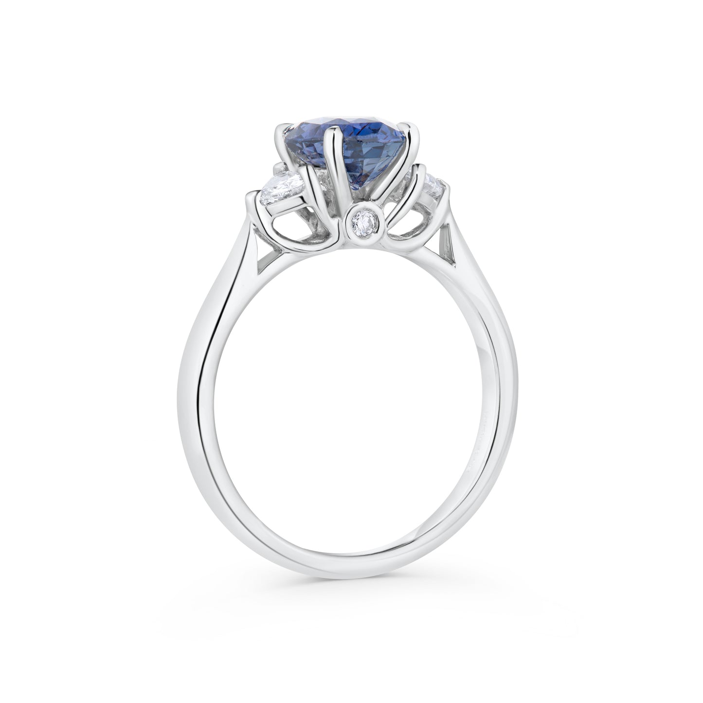 Certified Blue Sapphire & Heart Shaped Diamond Ring