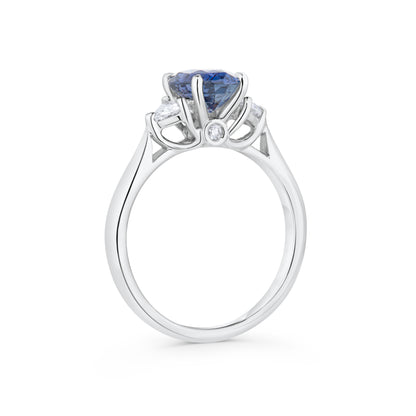 Certified Blue Sapphire & Heart Shaped Diamond Ring