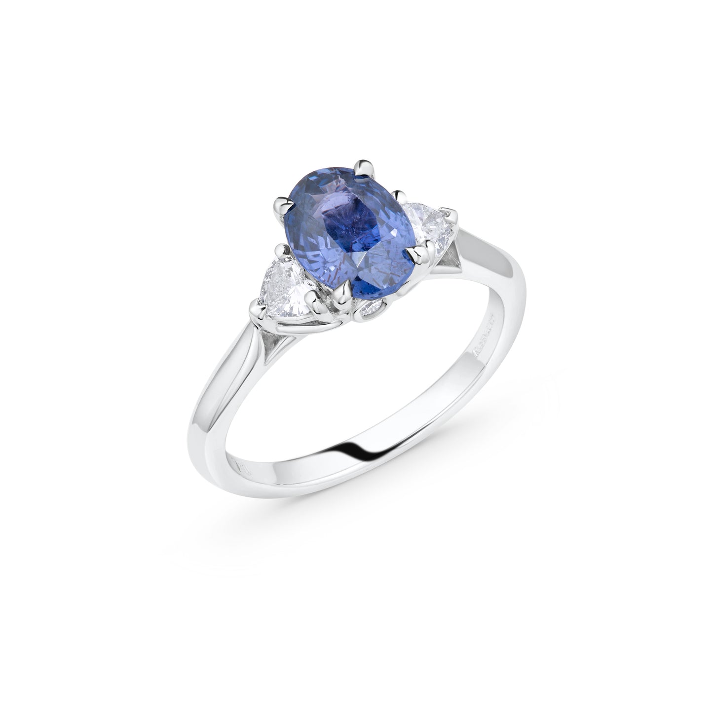 Certified Blue Sapphire & Heart Shaped Diamond Ring