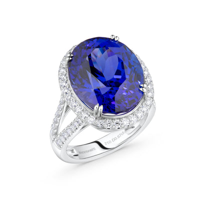 Halo Tanzanite & Diamond Ring