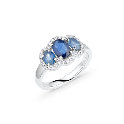 Sapphire & Diamond Halo Ring