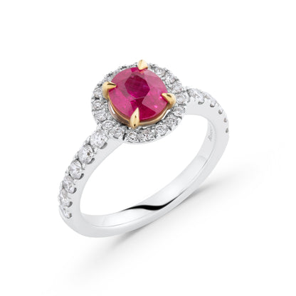 1.16ct Oval Ruby & Diamond Halo Ring