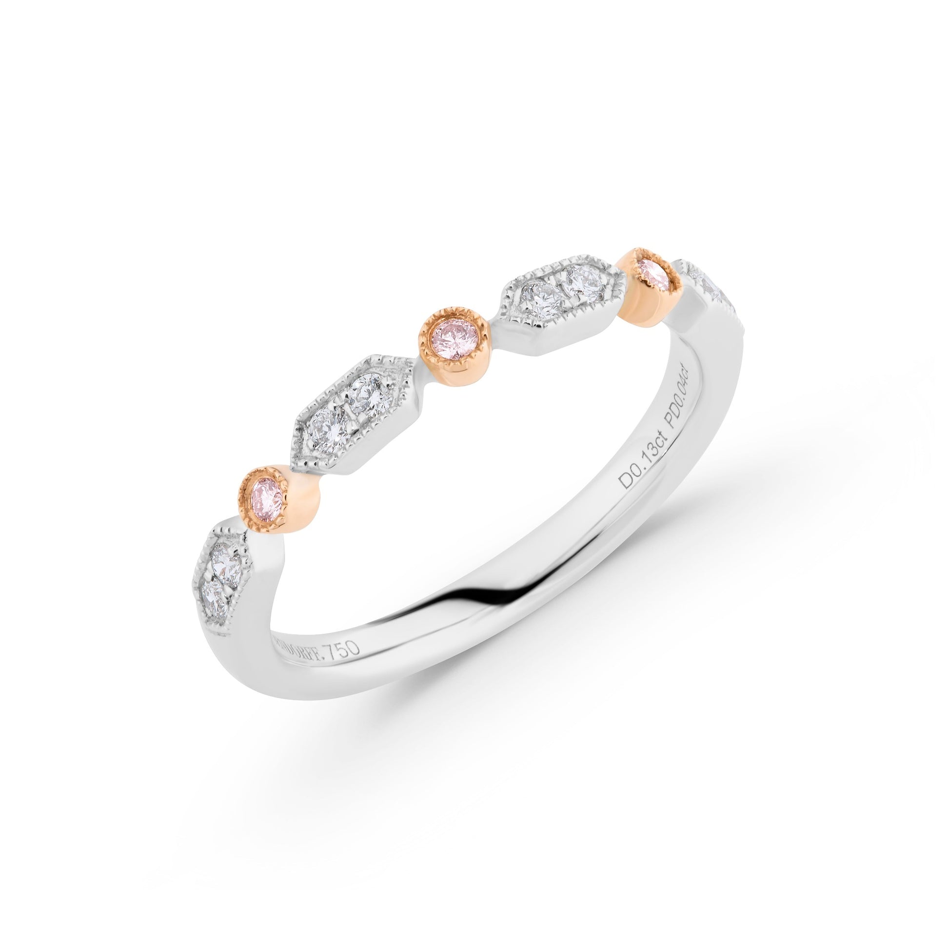 Fancy Victorian Style Pink & White Diamond Ring