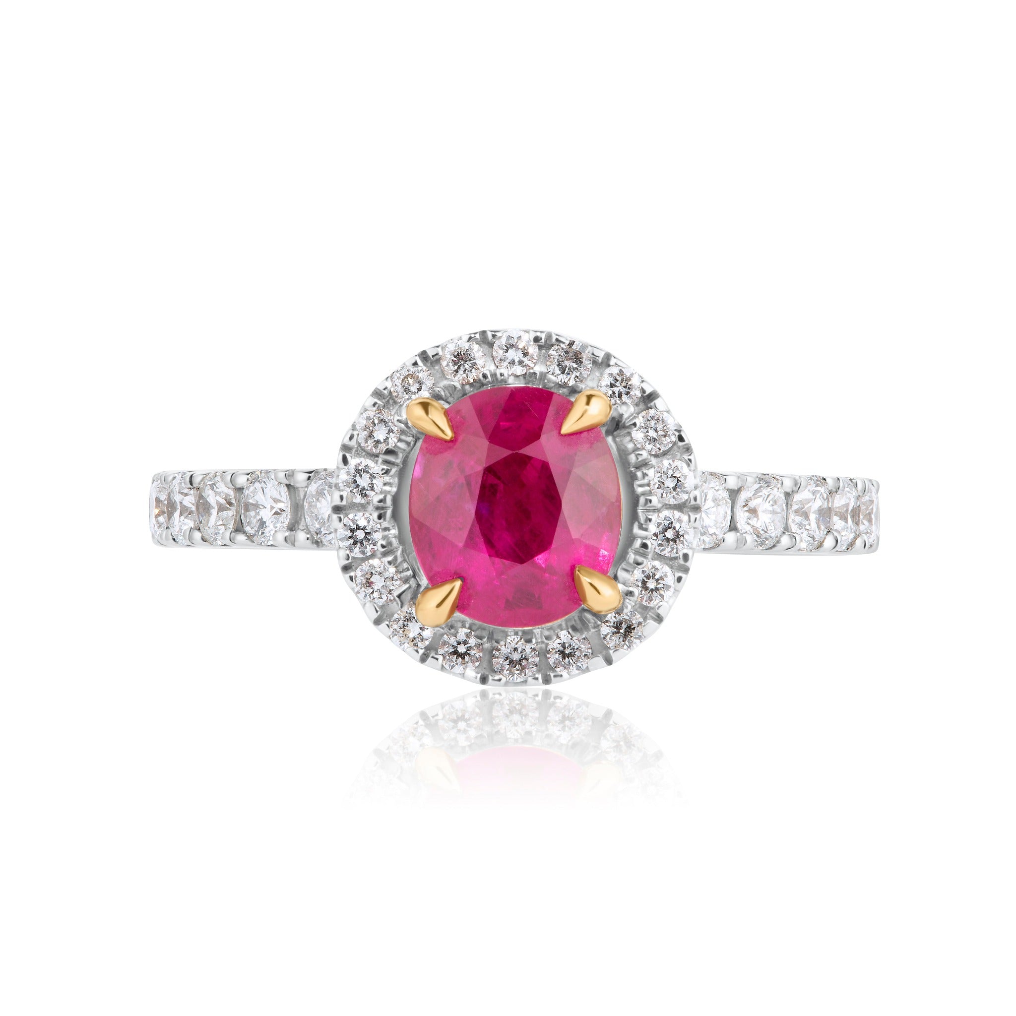 1.16ct Oval Ruby & Diamond Halo Ring