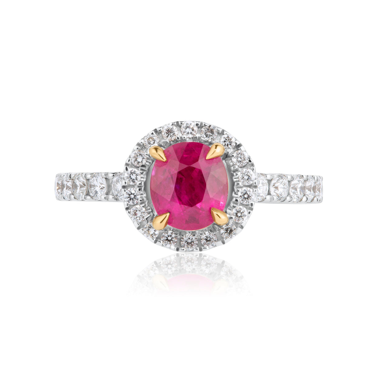 1.16ct Oval Ruby & Diamond Halo Ring