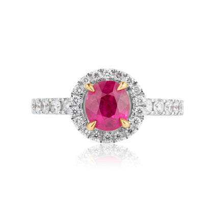1.16ct Oval Ruby & Diamond Halo Ring