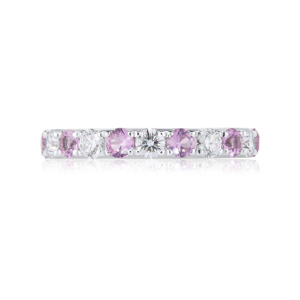 Timeless Pink Sapphire & Alternated Diamond Ring