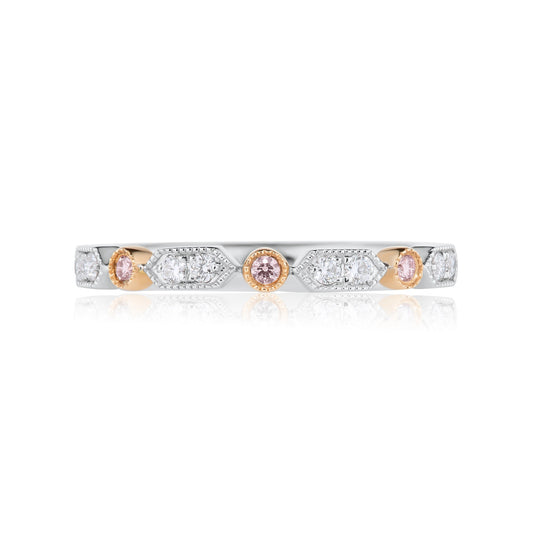 Fancy Victorian Style Pink & White Diamond Ring
