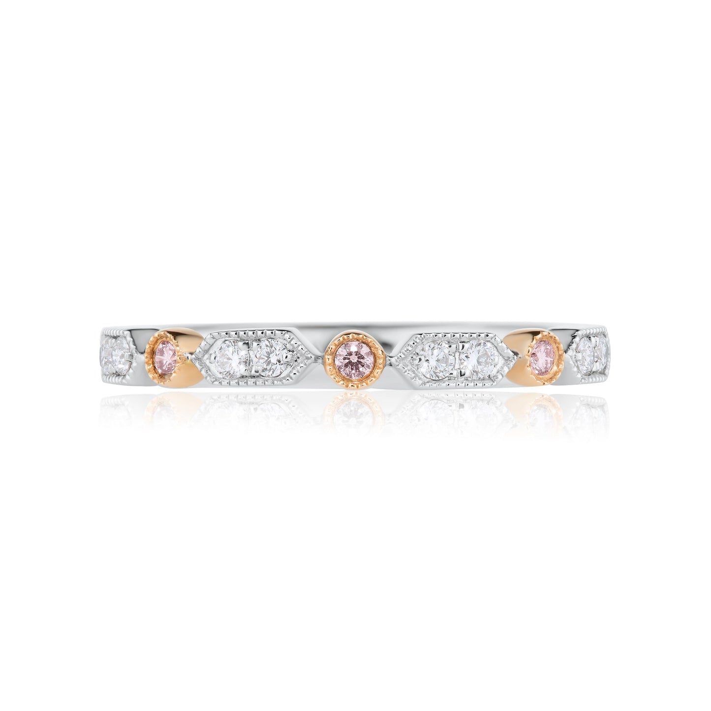 Fancy Victorian Style Pink & White Diamond Ring