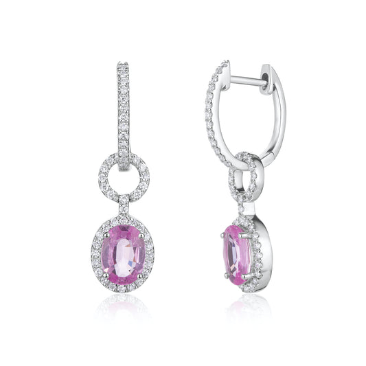 Pink Sapphire & Diamond Floating Drops