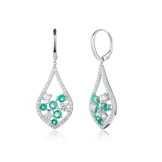 Scattered Emerald & Diamond Drop Earrings