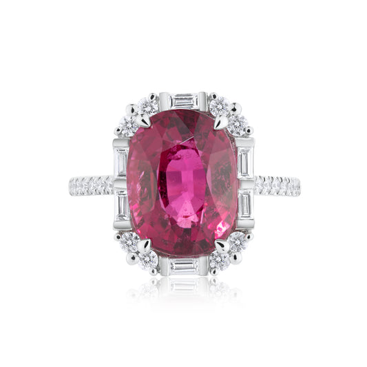 Pink Tourmaline & Diamond Halo Ring