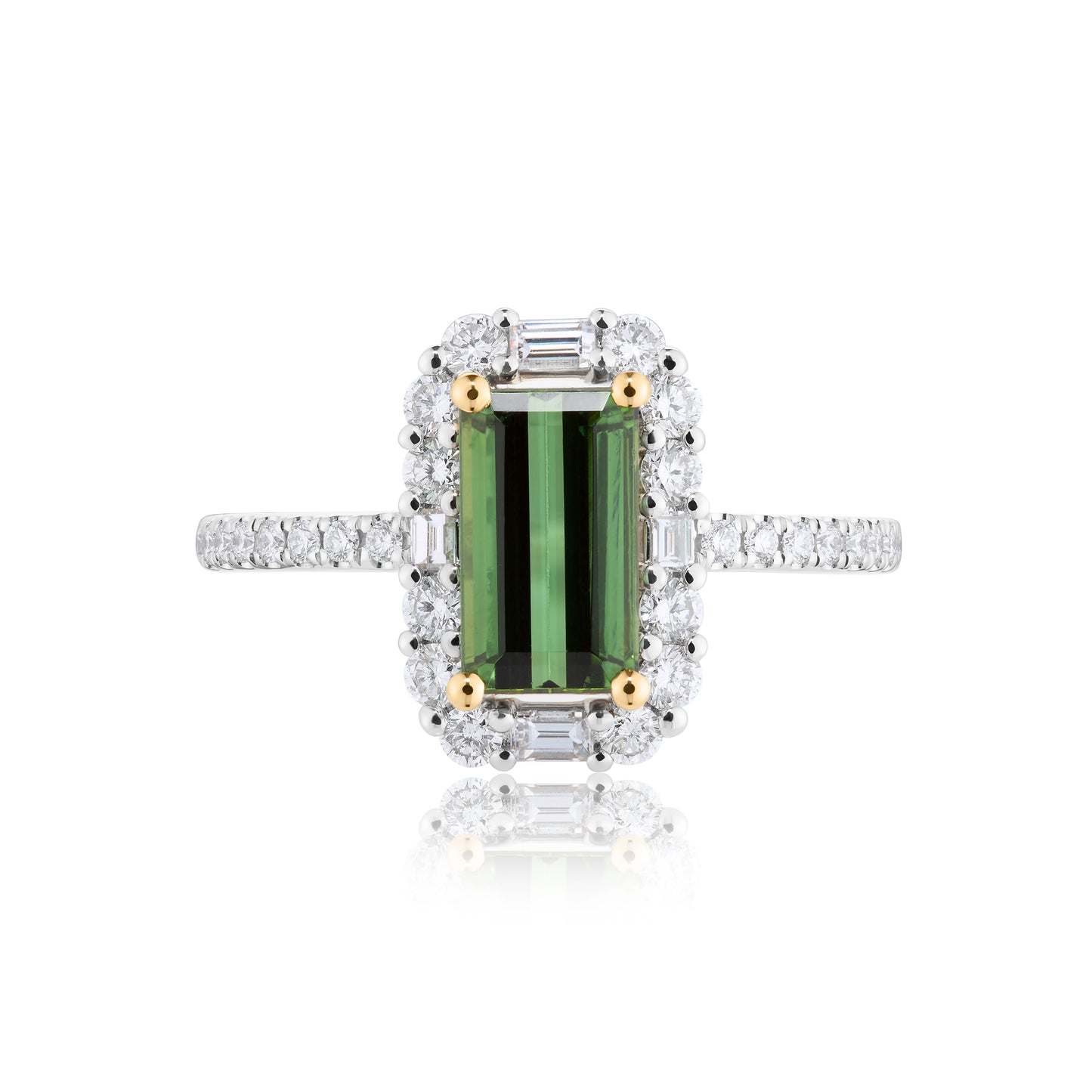 1.56ct Green Tourmaline & Diamond Halo Ring