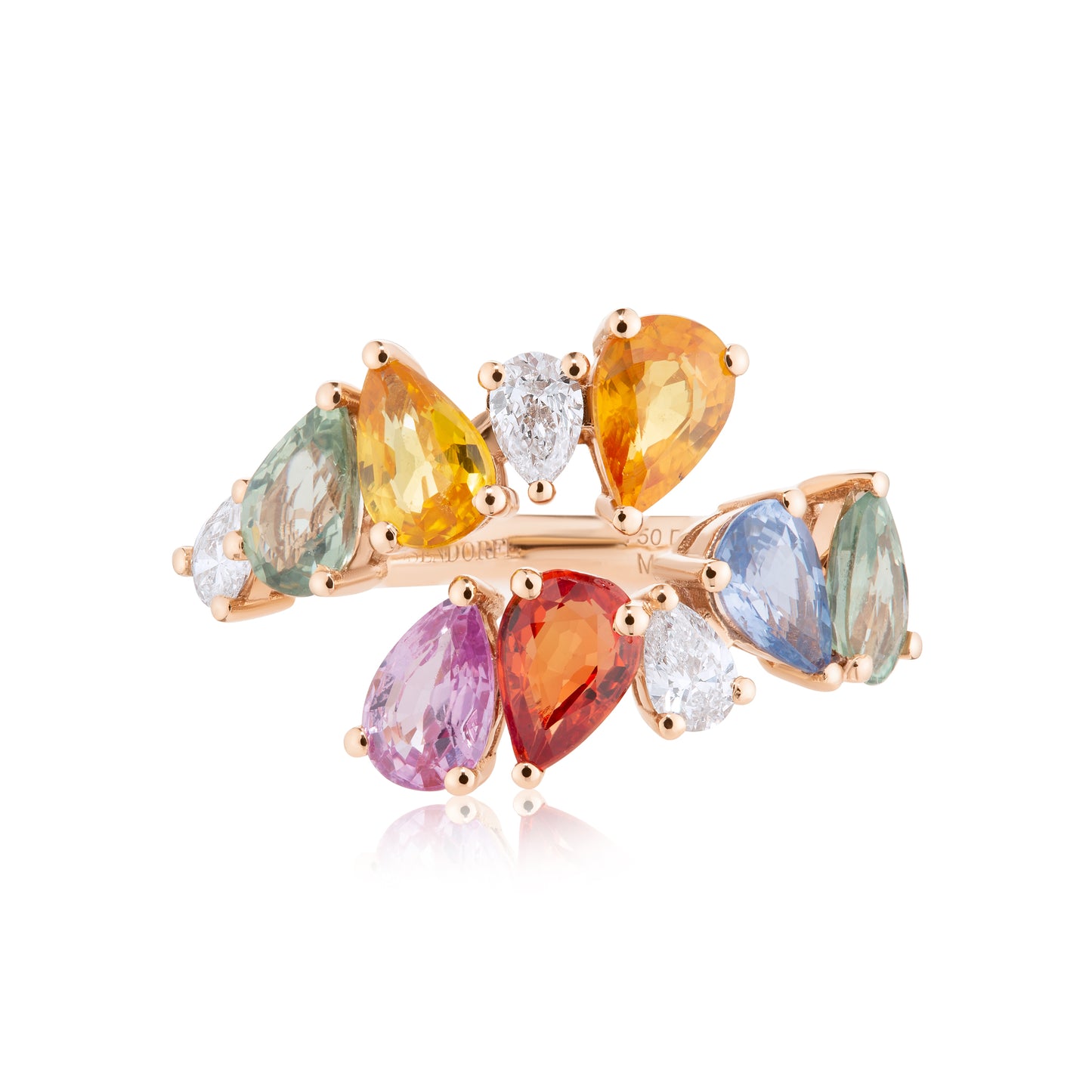 Rainbow Sapphire Diamond Wrap Ring