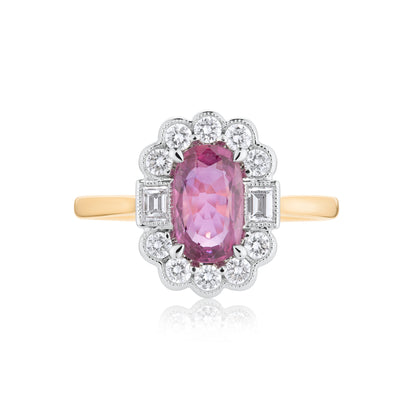 Vintage Ruby & Diamond Halo Ring