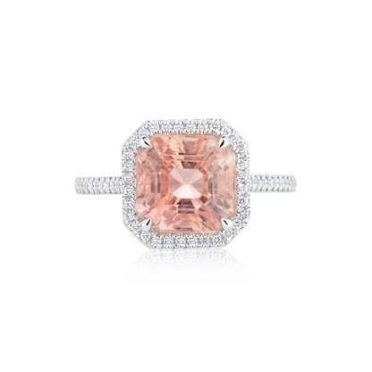 Pink Tourmaline & Diamond Halo Ring