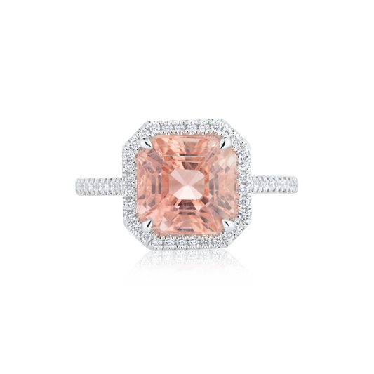 Pink Tourmaline & Diamond Halo Ring