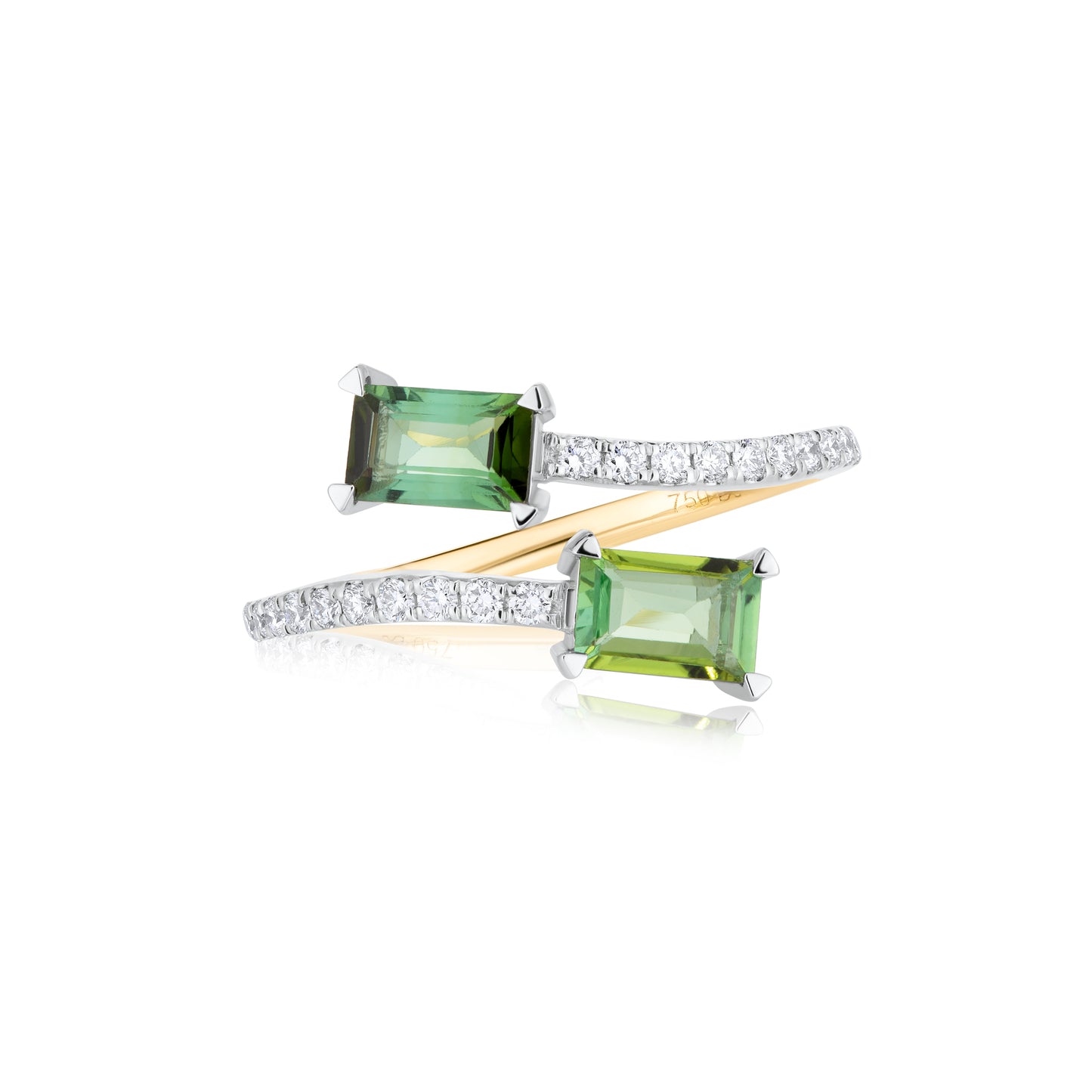 Green Tourmaline & Diamond Bypass Ring