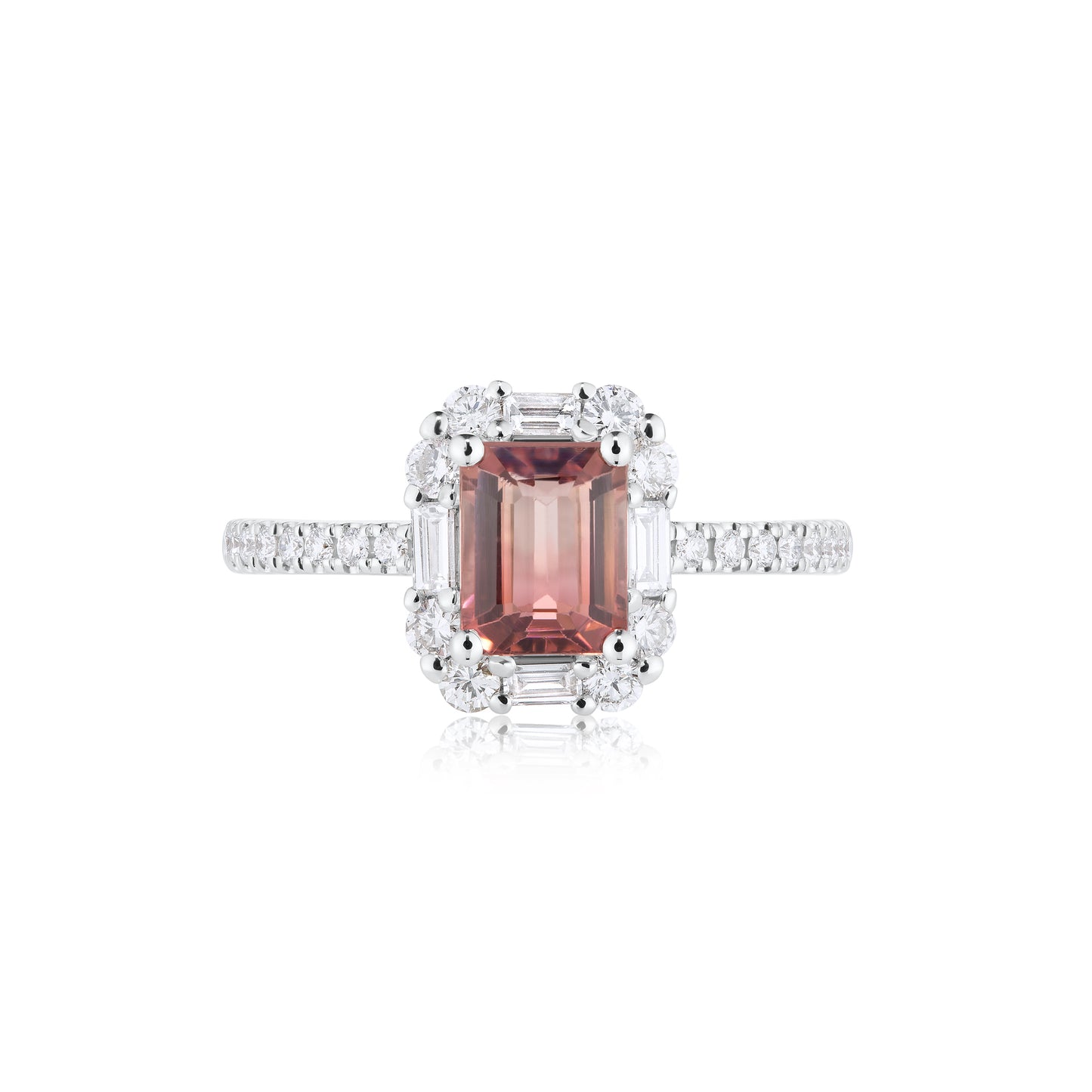 Pink Tourmaline & Diamond Halo Ring