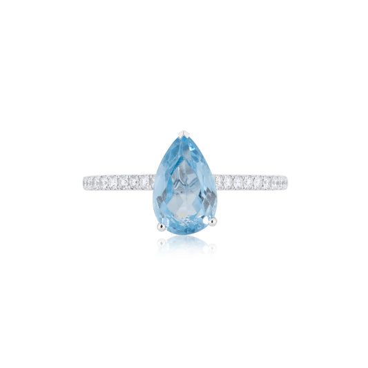 1.85ct Pear Aquamarine & Diamond Ring