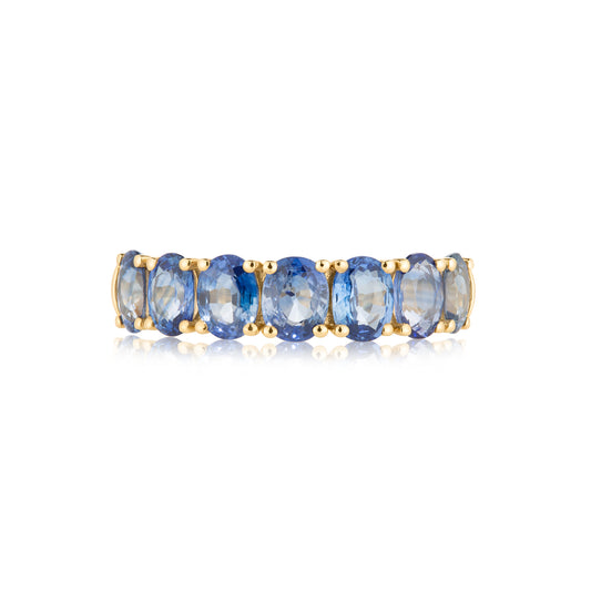 7 Stone Blue Sapphire Ring