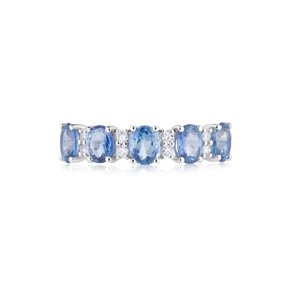 Blue Sapphire & Diamond Alternating Band