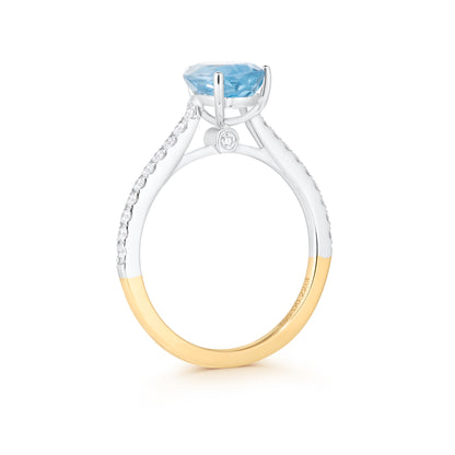 1.85ct Pear Aquamarine & Diamond Ring