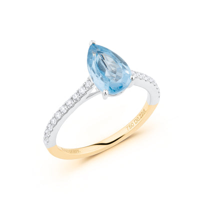 1.85ct Pear Aquamarine & Diamond Ring