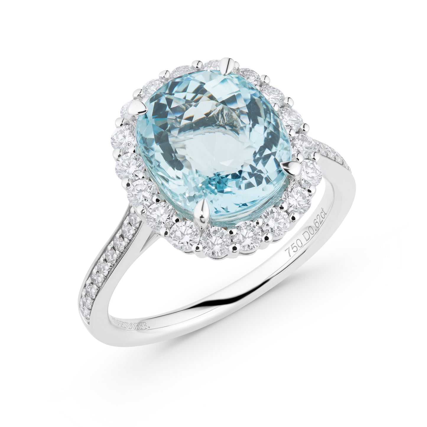 Aquamarine & Diamond Halo Ring