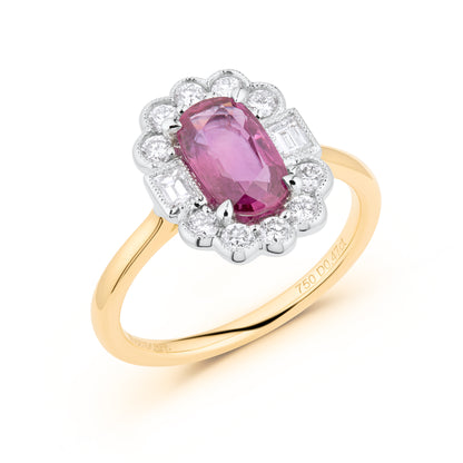 Vintage Ruby & Diamond Halo Ring